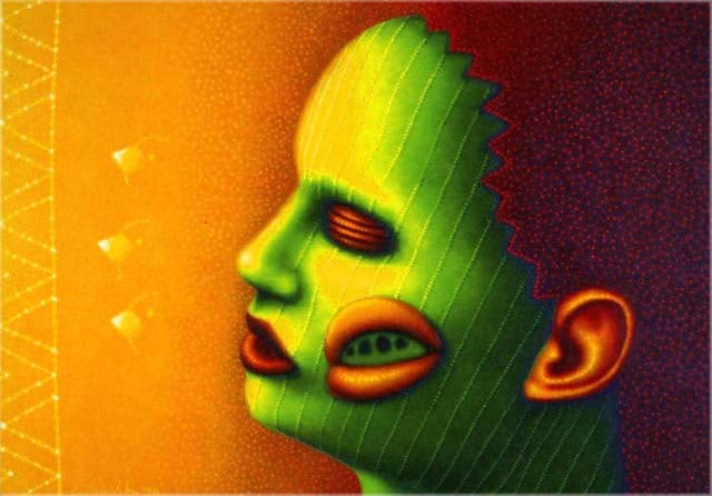 Painting by Ed Paschke titled Collier a Trois from 1998