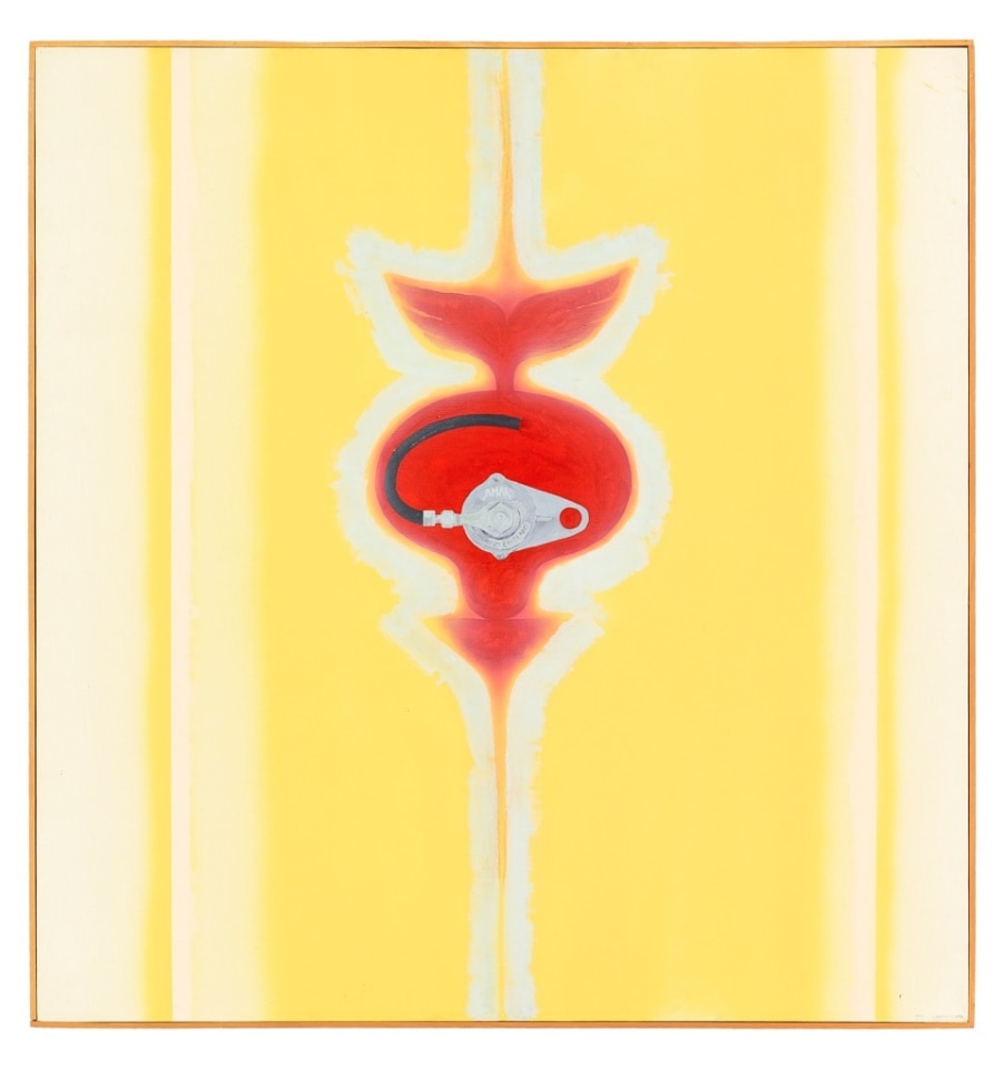 Painting by Billy Al Bengston titled Carburetor Floatbowl from 1961