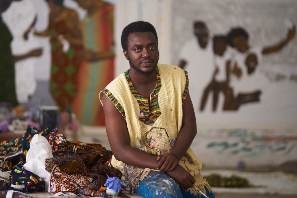 Portrait of Cornelius Annor in his studio. Courtesy the artist and Venus Over Manhattan, New York., &nbsp;