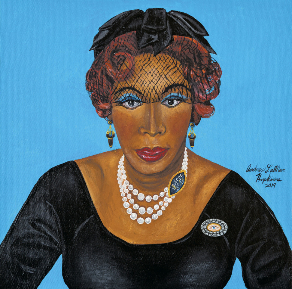 Painting by Andrew LaMar Hopkins titled Self Portrait of the Artist as Desiree from 2019