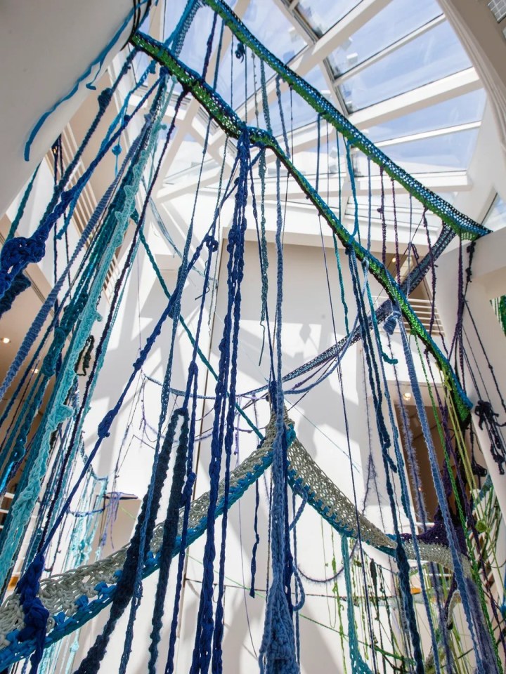 Sheila Pepe - &quot;Put Me Down Gently,&quot; 2014 &quot;Fiber: Sculpture 1960&ndash;present&quot; runs May 9 to Aug. 2 at the Des Moines Art Center. Rodney White/The Register.