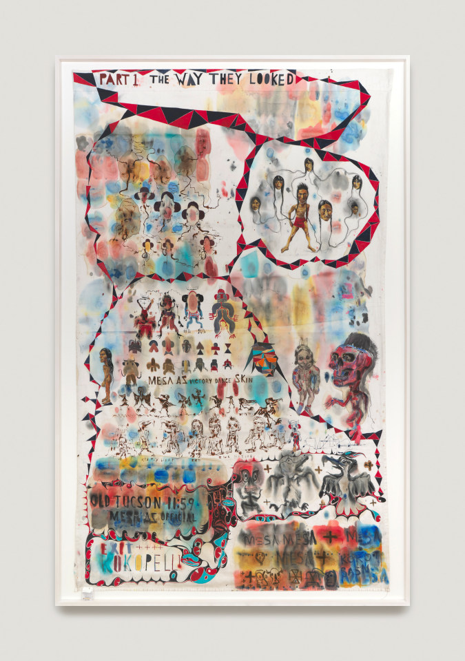 Painting by Brad Kahlhamer titled Exit Kokopelli from 2025