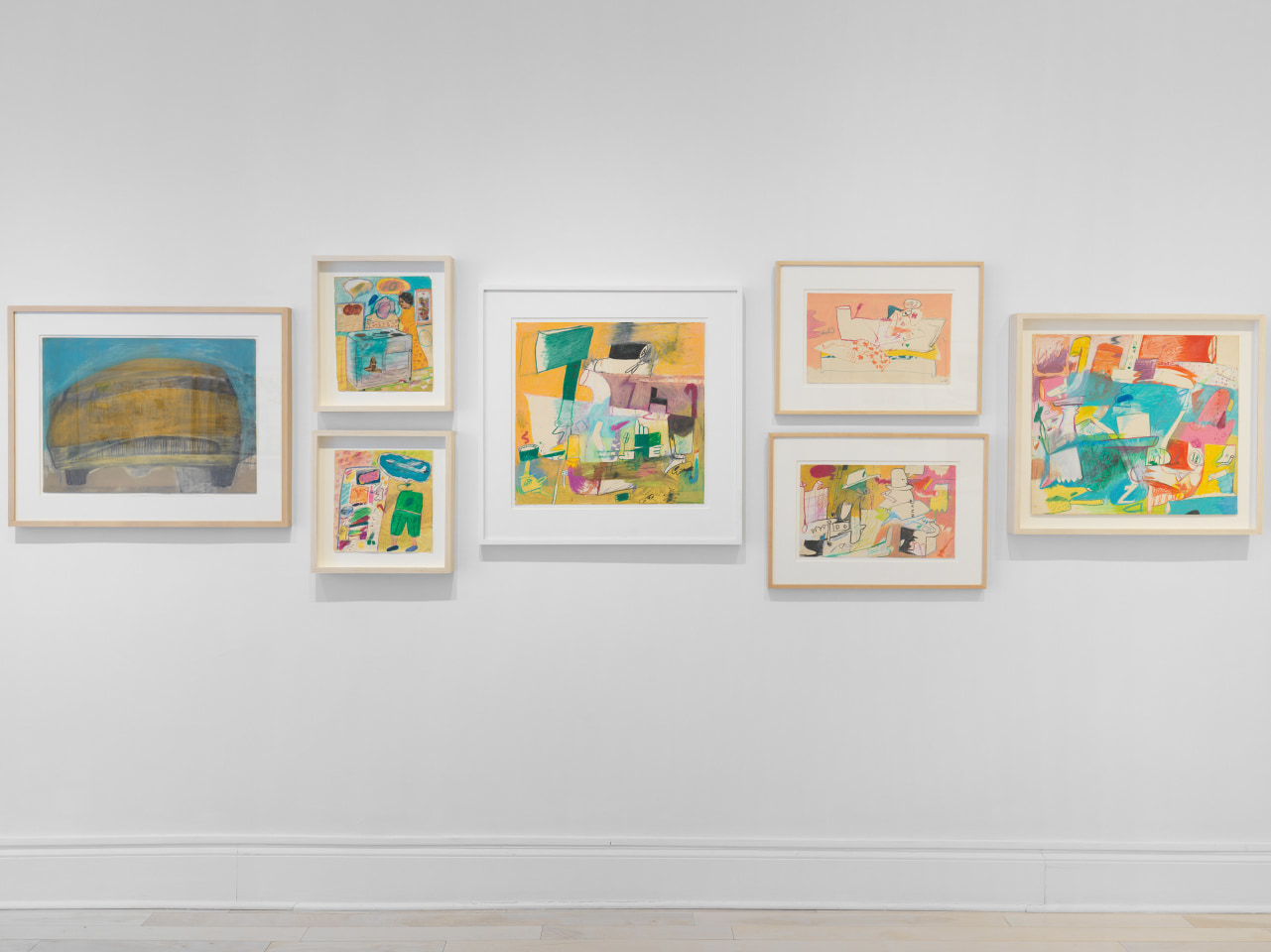Installation view of Peter Saul Early Works on Paper at Venus Over Manhattan New York