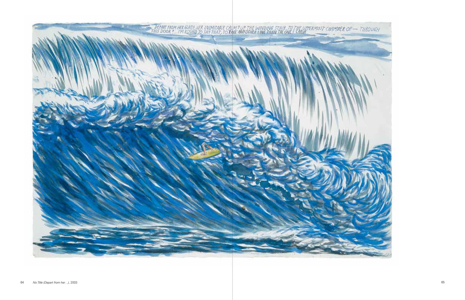 Interior view of Raymond Pettibon: Surfers 1985-2015, published by Venus Over Manhattan and David Zwirner, New York, 2015