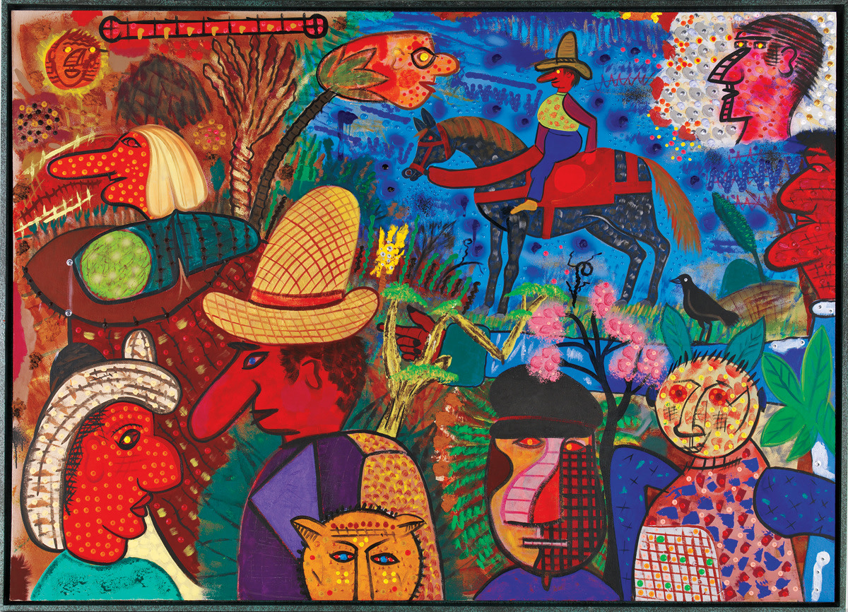 Painting by Roy De Forest titled Springtime in Canary Flats 2006