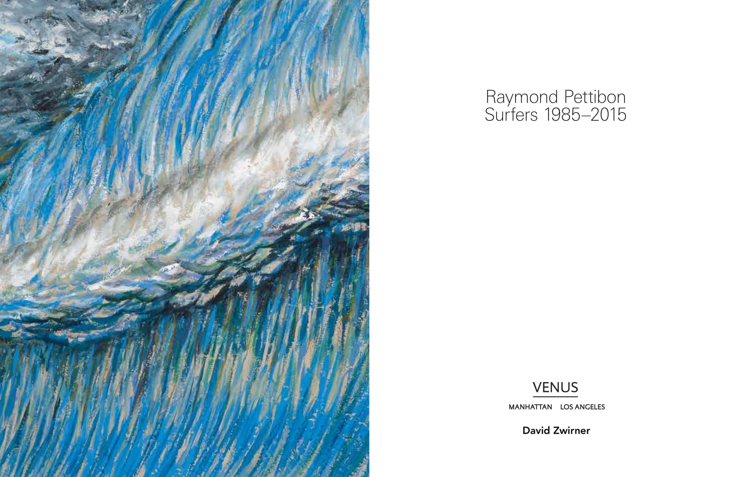 Interior view of Raymond Pettibon: Surfers 1985-2015, published by Venus Over Manhattan and David Zwirner, New York, 2015