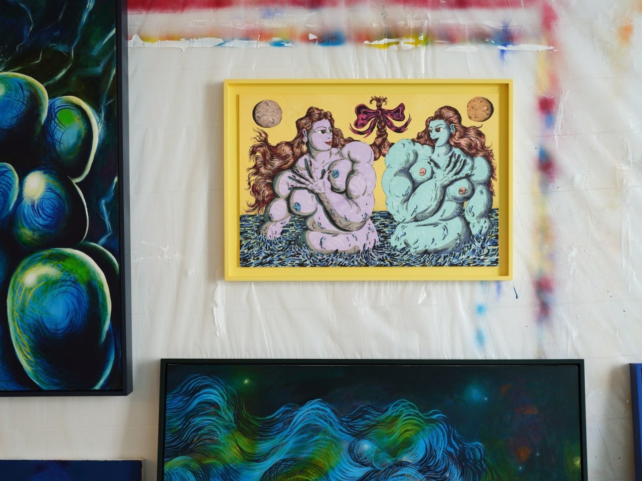 A drawing on the wall of the artist Ana Benaroya's studio