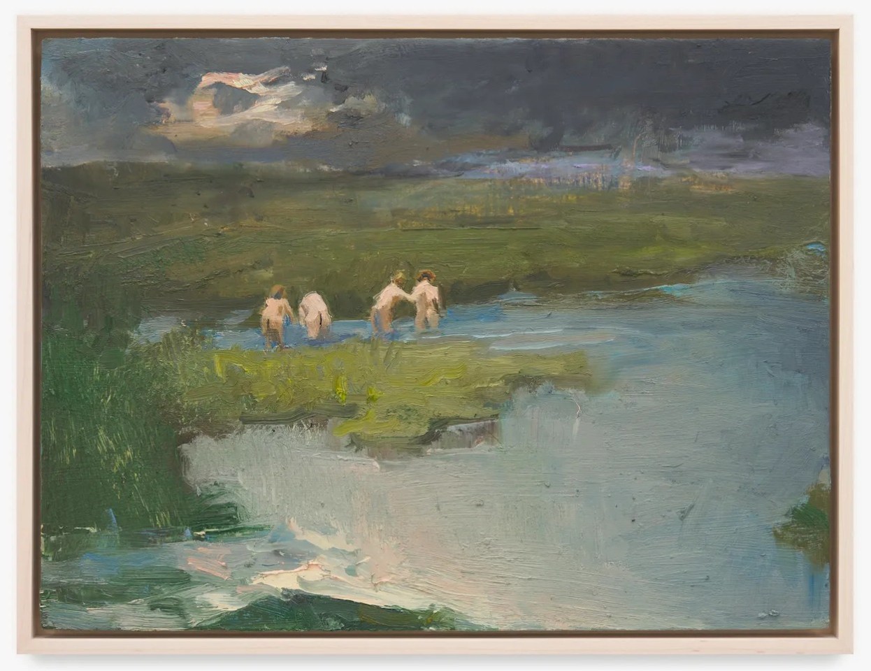 Seth Becker, Bathers in a Storm, 2023, oil on panel, 9 &times; 12&quot;
