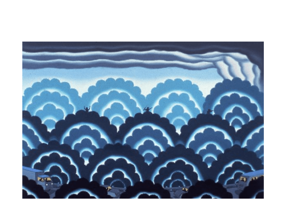 Painting by Roger Brown titled Forest Fire from 1976