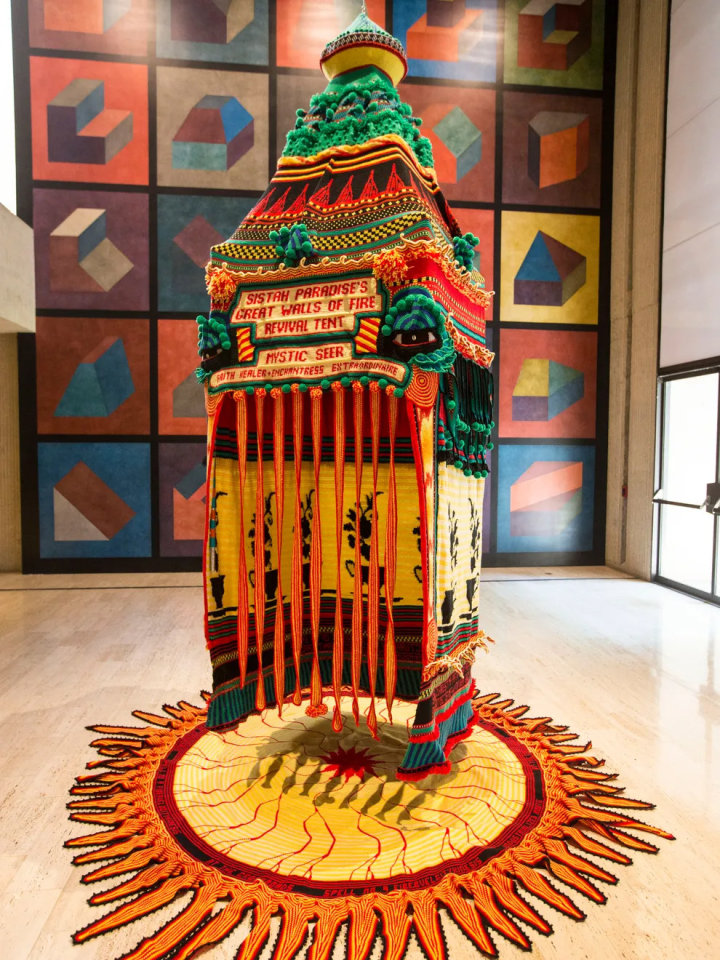 Xenobia Bailey - &quot;Sistah Paradise&#039;s Great Walls of Fire Revival Tent&quot; 1993-2009 &quot;Fiber: Sculpture 1960&ndash;present&quot; runs May 9 to Aug. 2 at the Des Moines Art Center.&nbsp;Rodney White/The Register.