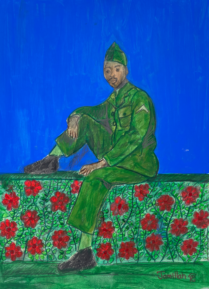 Jamillah Jennings, Untitled (Seated Portrait with Roses), 1989