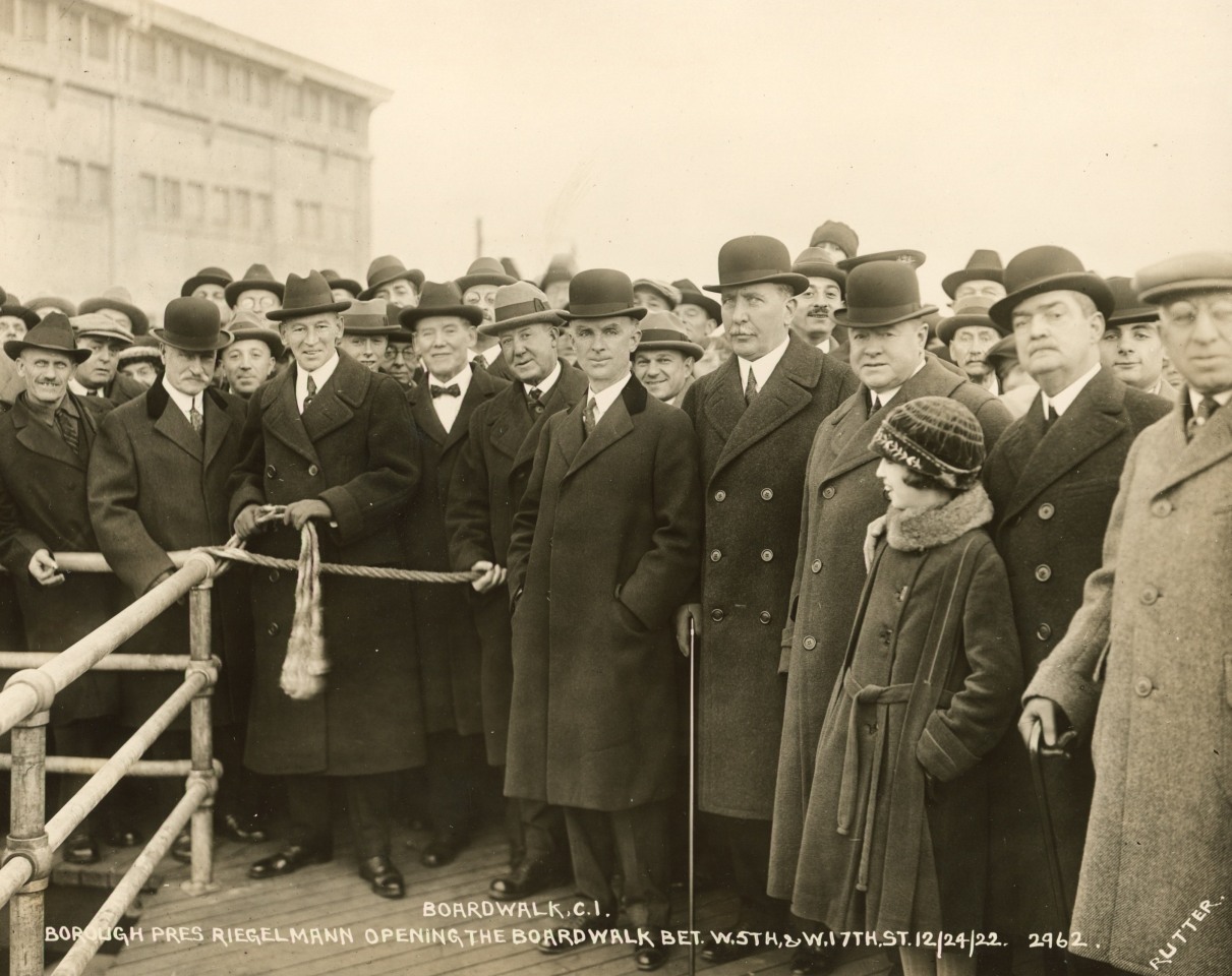 16. Edward Rutter (American, 1883-1964),&nbsp;Boardwalk, Coney Island - Borough President Riegelmann Opening the Boardwalk Between W. 5th &amp;amp; W. 17th St., 1922, Vintage Gelatin Silver Print, 7.75&rdquo; x 9.5&rdquo;