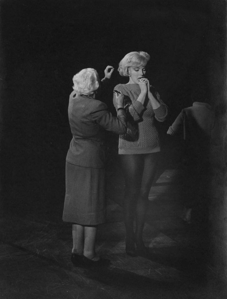 11. John Bryson (American, 1923 - 2005),&nbsp;Marilyn Monroe and her hairdresser Agnes Flanagan on&nbsp;the set of &ldquo;Let&rsquo;s Make Love&rdquo;, 1960, Vintage Gelatin Silver Print, 13.75&rdquo; x 10.5&rdquo;