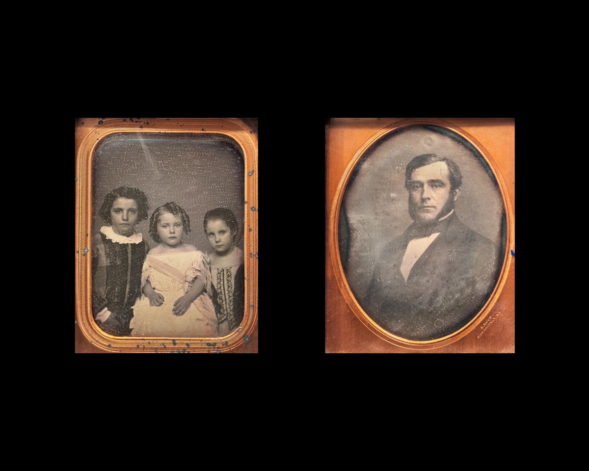 MARCUS &amp; SAMUEL ROOT, PAIR OF HALF PLATE DAGUERREOTYPES IN A PERIOD OGEE STYLE ROSEWOOD FRAME, c. 1850