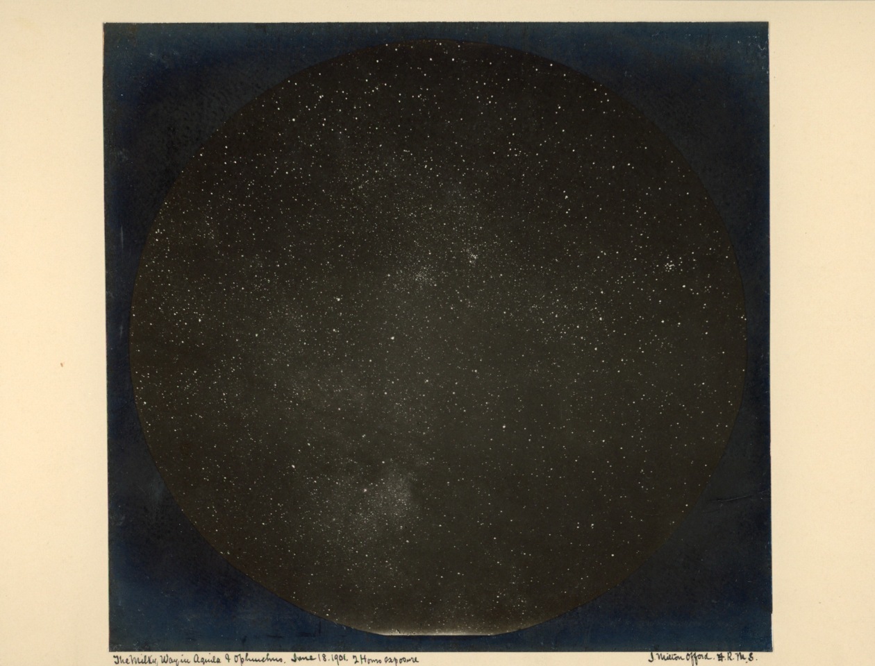 J MILTON OFFORD &ndash; THE MILKY WAY IN AQUILA &amp; OPHIUCHUS JUNE 18, 1901, TWO HOUR EXPOSURE