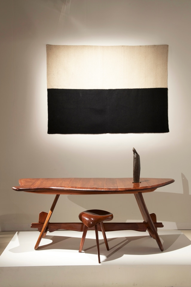 Ilina Horning's tapestry, Michel Chauvets desk, stool and &quot;L&eacute;a&quot; sculpture