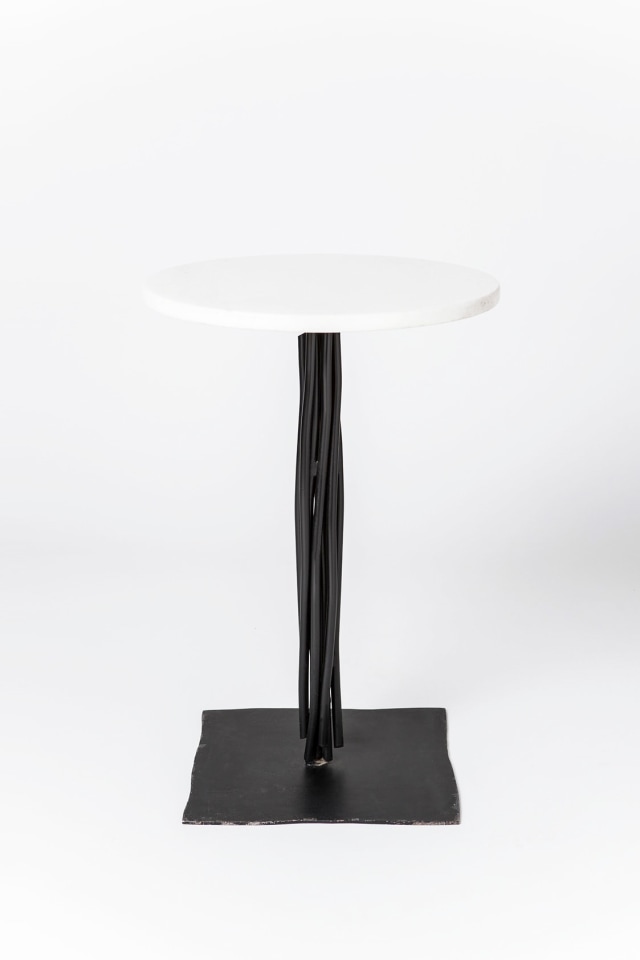 Howard Meister's &quot;Steel Dream&quot; side table full view from above