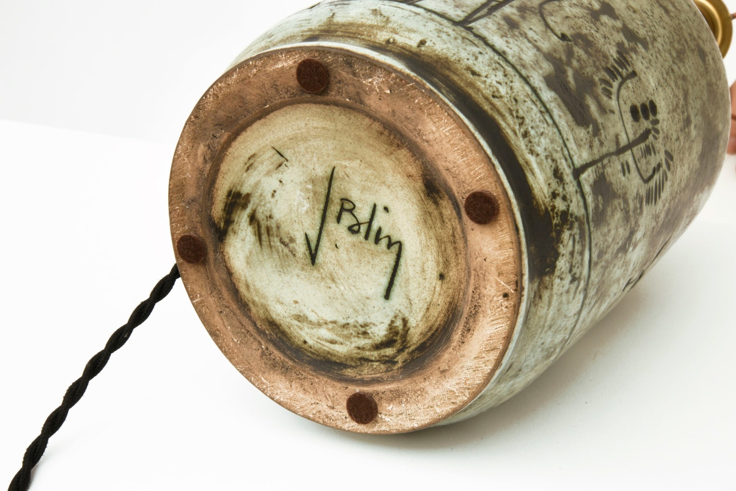 Jacques Blin table lamp view of signature on bottom