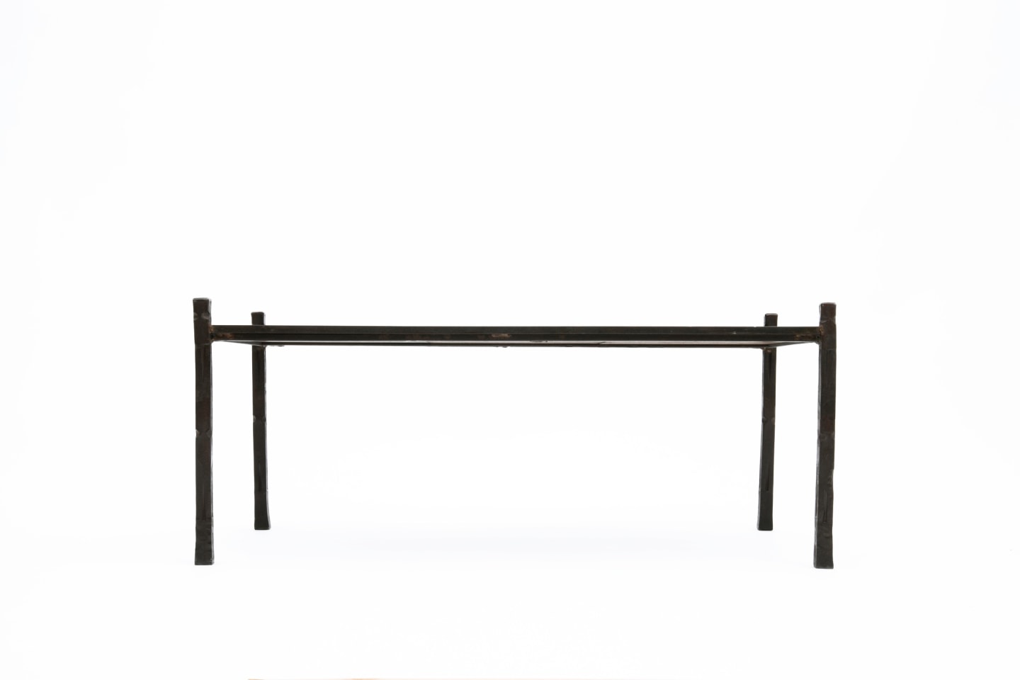 Robert and Jean Cloutier's ceramic coffee table straight eye-level view