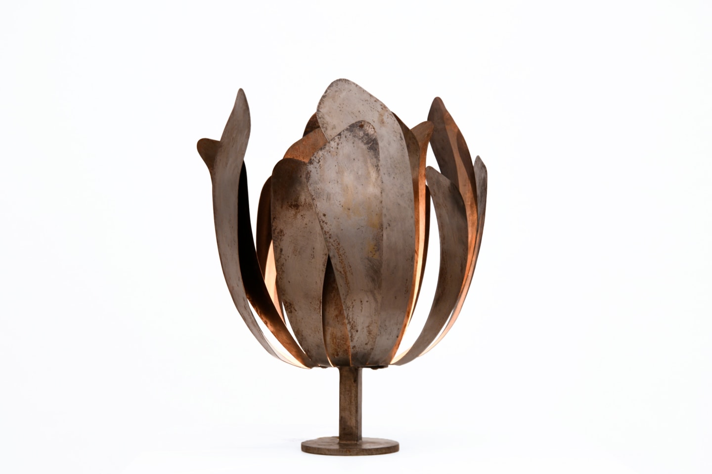 Andr&eacute; Jean Doucin's table lamp full view open with light on