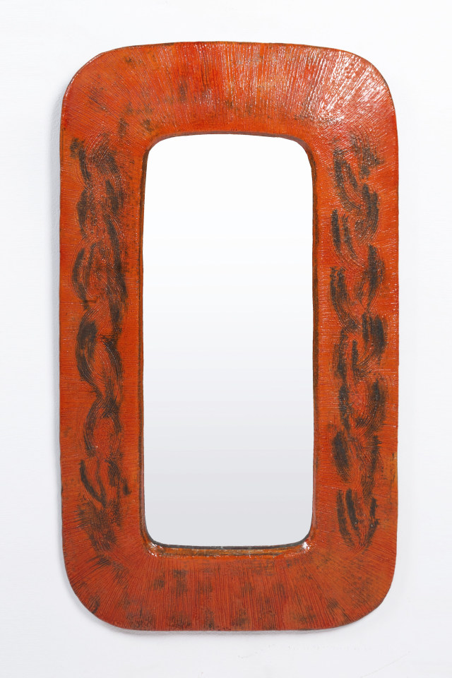 Juliette Derel's large ceramic mirror full straight view