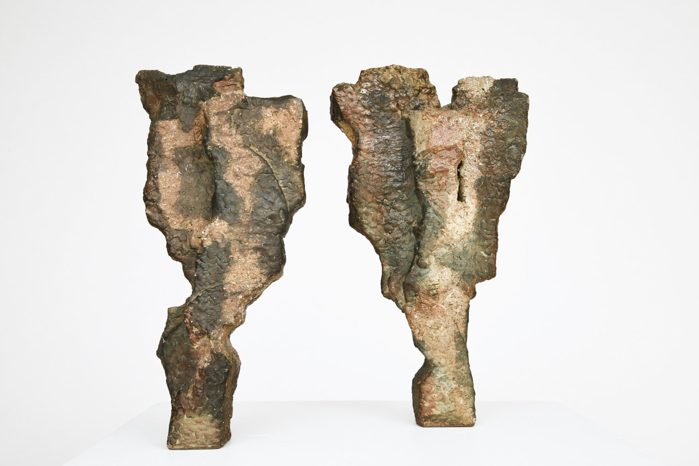 Jo&euml;lle Deroubaix's Large Sculpture, full front view of two sculptures