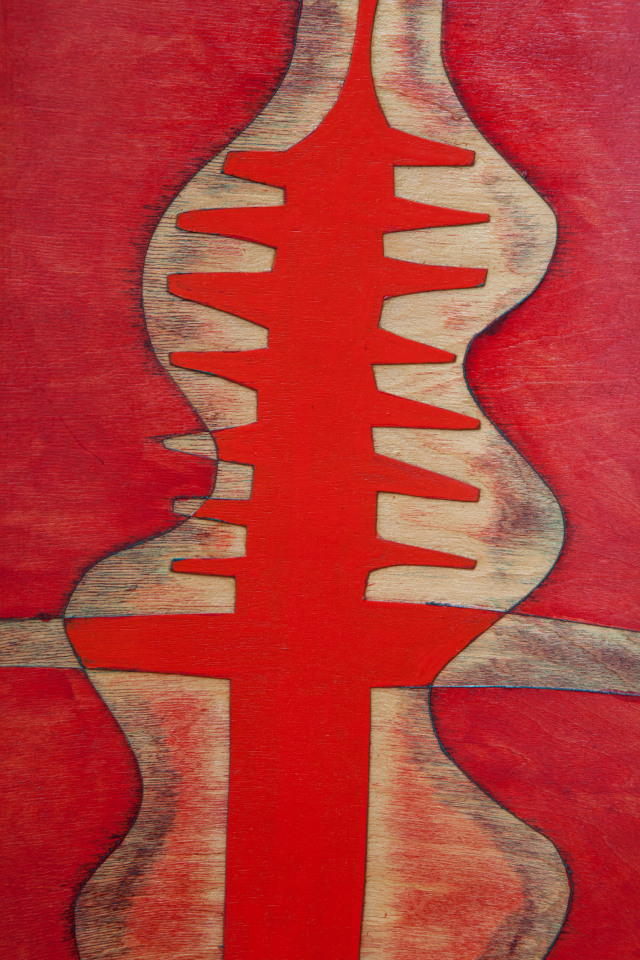 Terence Main's &quot;Red Twiddler&quot; chair, detailed view