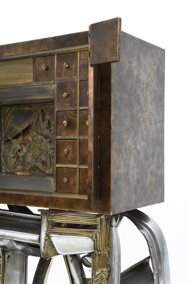 Brutalist cabinet detail of left side panel