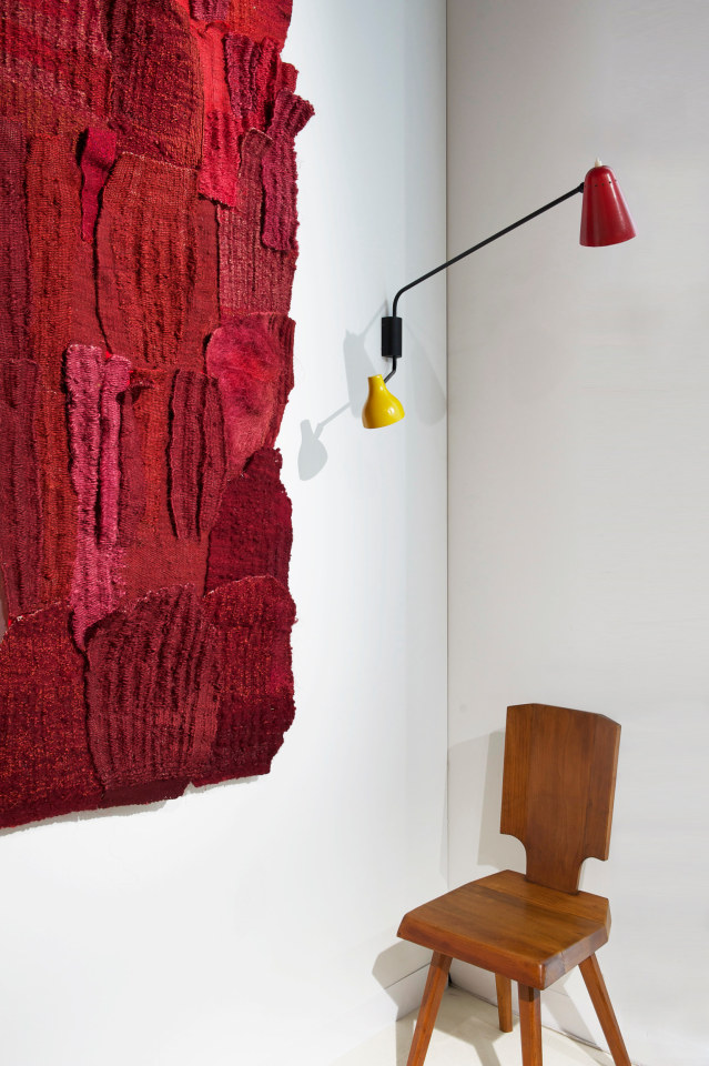 Ilina Hornings tapestry, Pierre Chapo's &quot;S28&quot; chair, Robert Mathieu's sconce