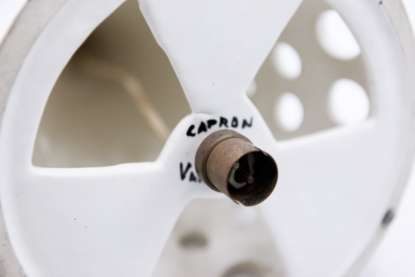 Roger Capron's ceramic ceiling lamp detail of signature