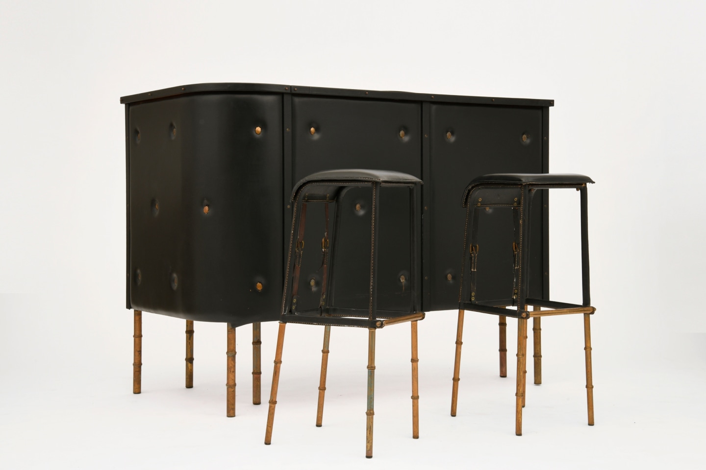 Jacques Adnet's bar with two stools
