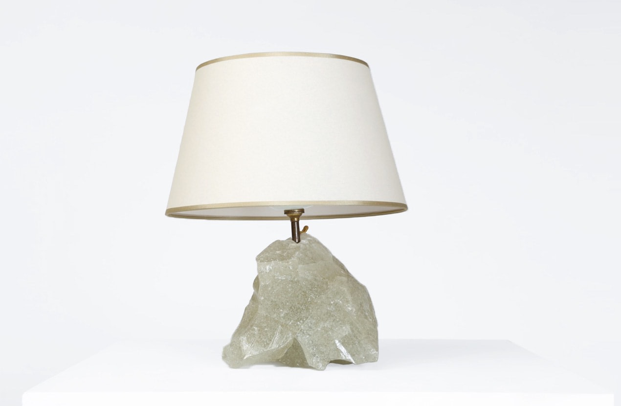 French 1930's crystal table lamp straight full view