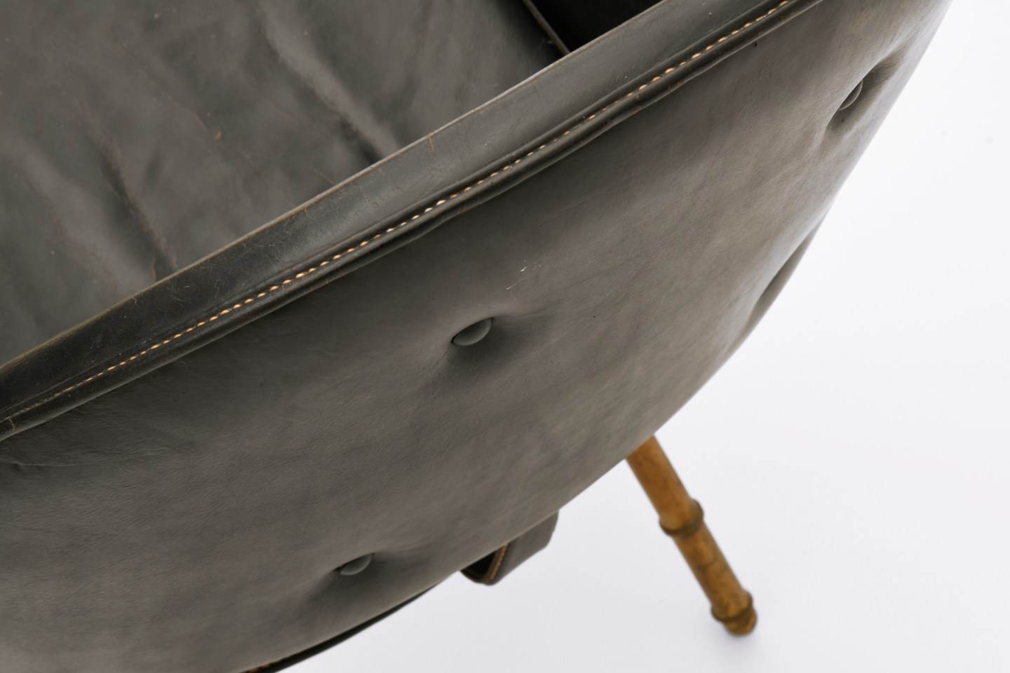 Jacques Adnet's pair of armchairs leather detail
