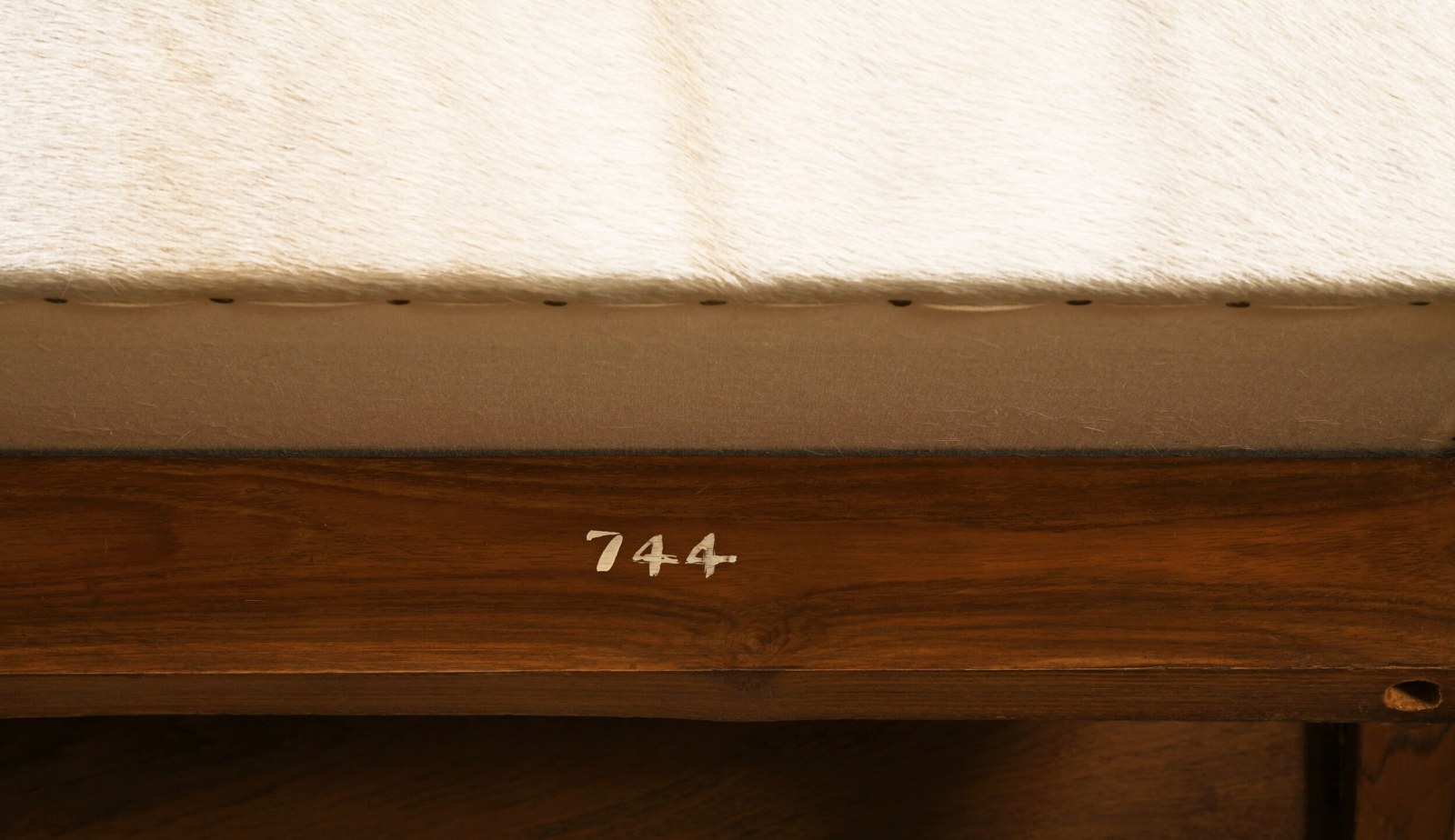 Le Corbusier &amp; Pierre Jeanneret's &quot;Committee&quot; armchairs, detailed view of writing on back of chair