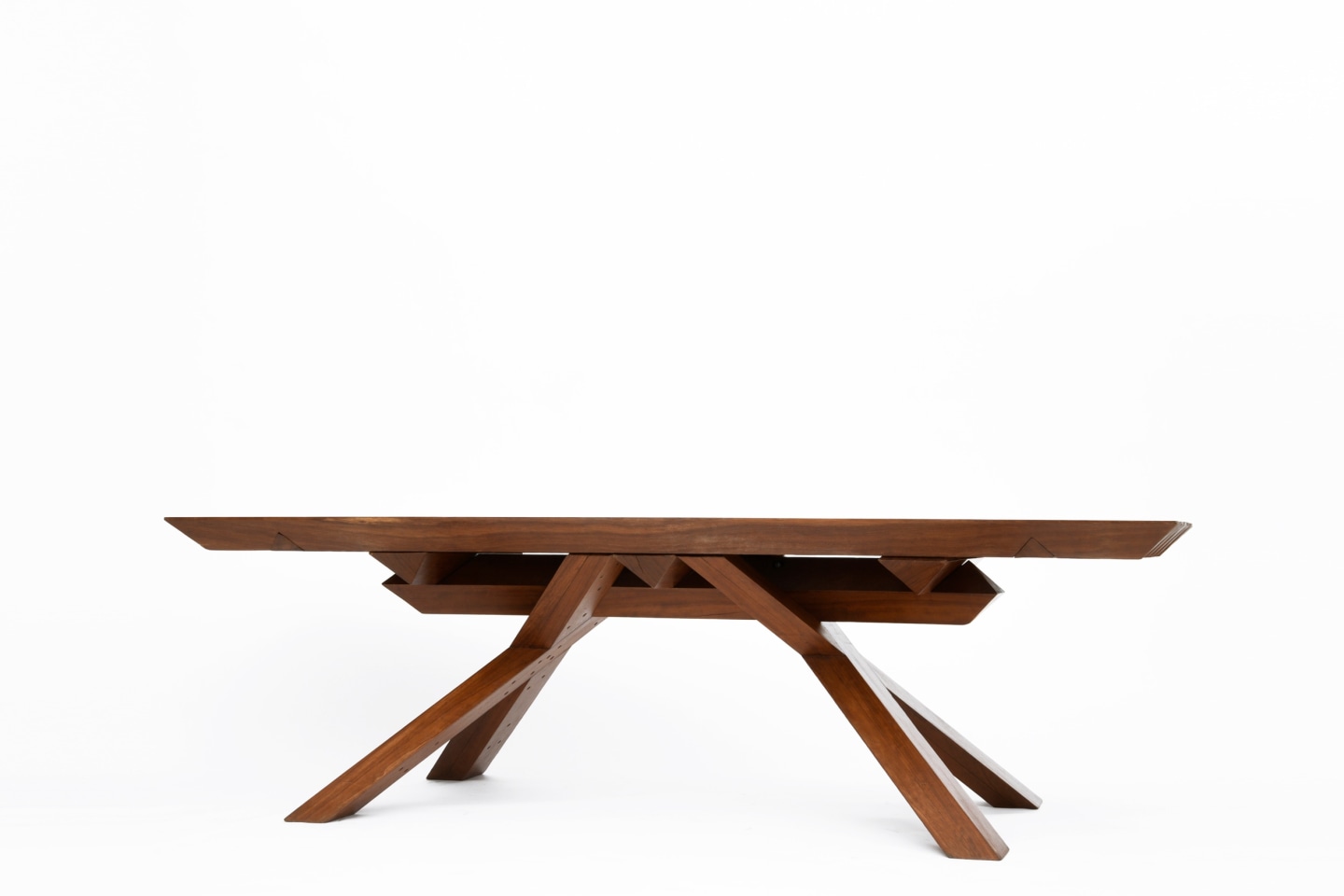 Dominique Zimbacca's unique sculptural table, full diagonal view from eye-level