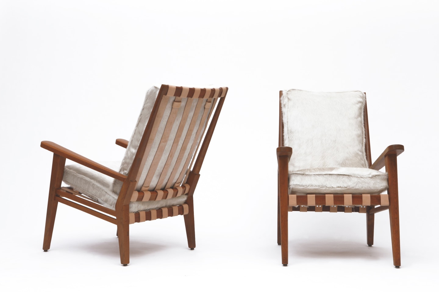 Jacques Adnet's armchair back and front view