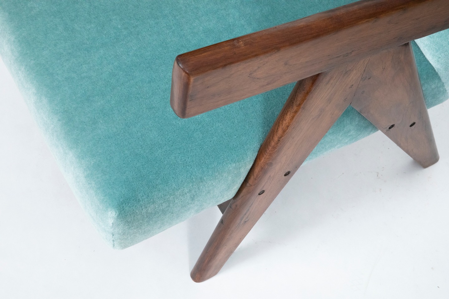 Pierre Jeanneret's Pair of &quot;Upholstered Easy&quot; lounge chairs, details views