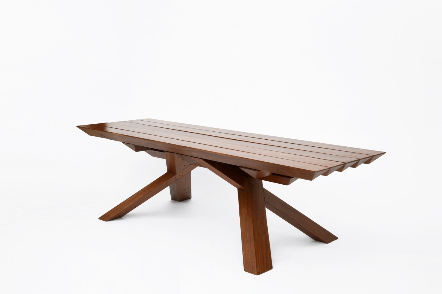 Dominique Zimbacca's unique sculptural table, full diagonal view from above