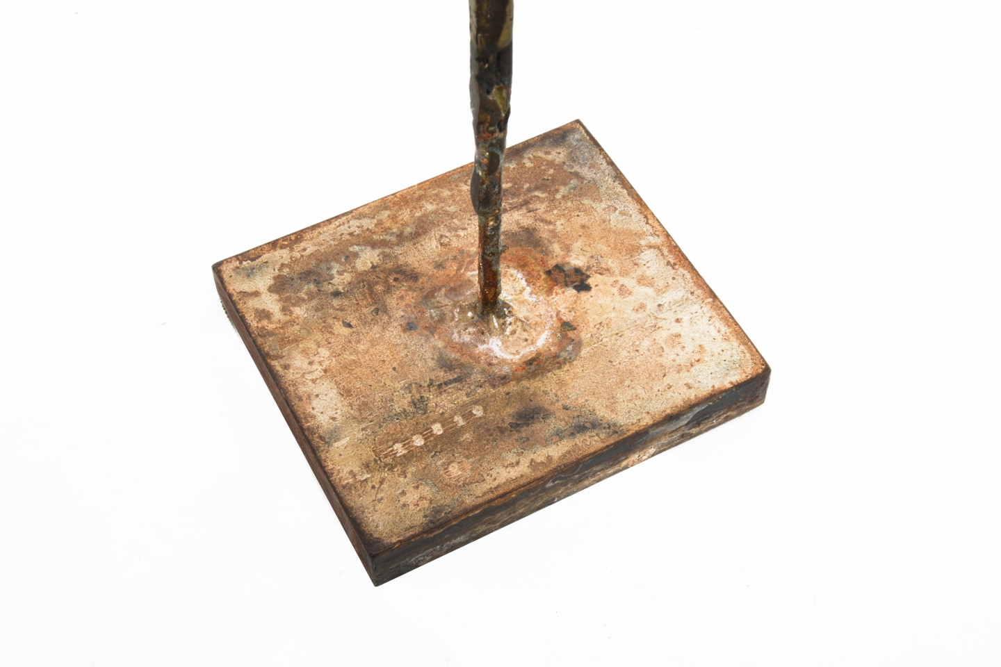 Michel Guino's abstract composition sculpture detailed view of base showing signature