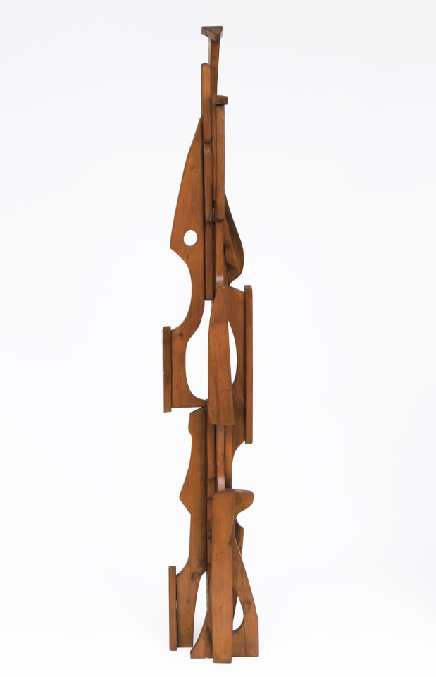 Ricardo Santamaria large wooden sculpture, full front view