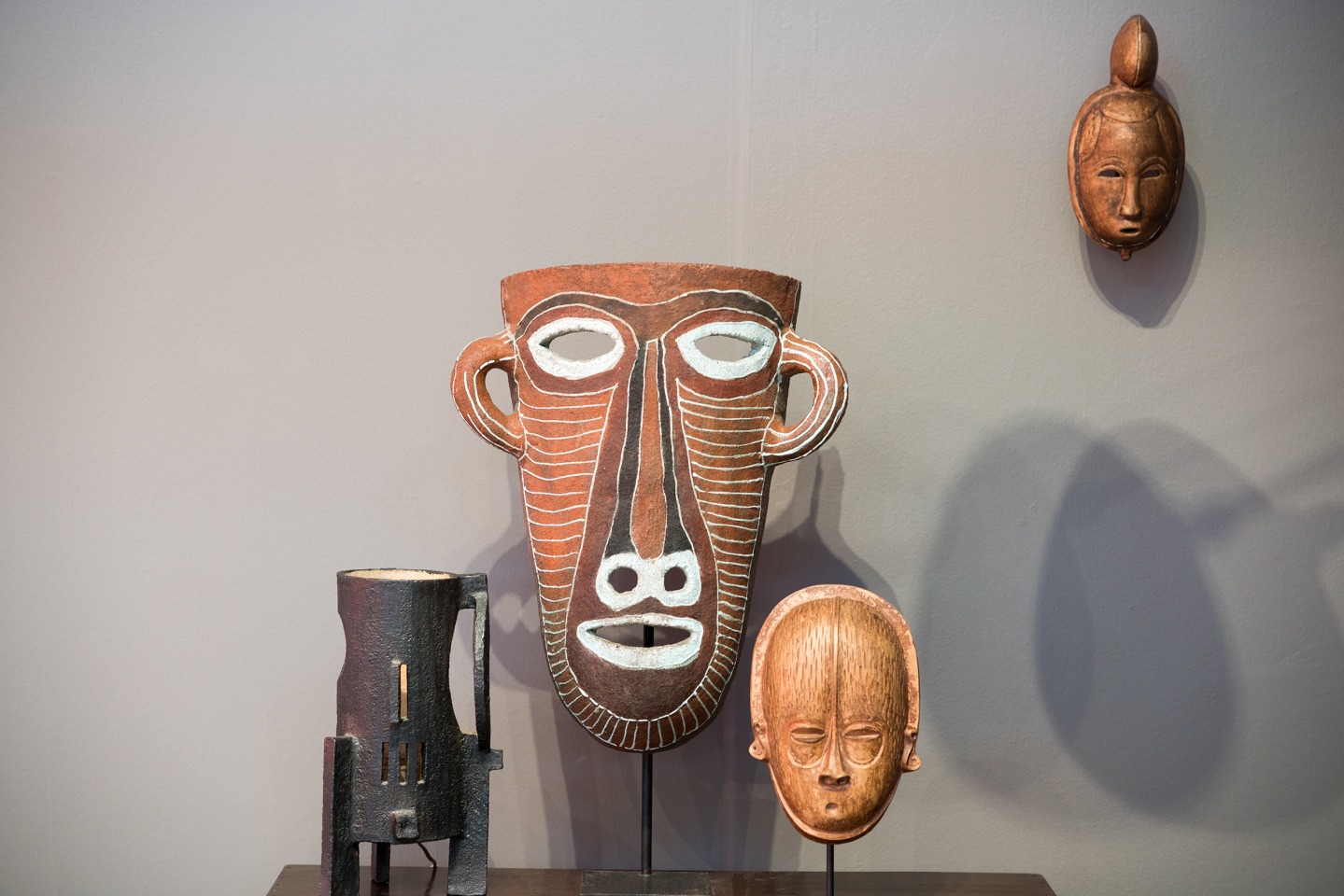 Bonnet's table lamp, Accolay's mask, Atelier Massier's mask, Jaque Sagan mask