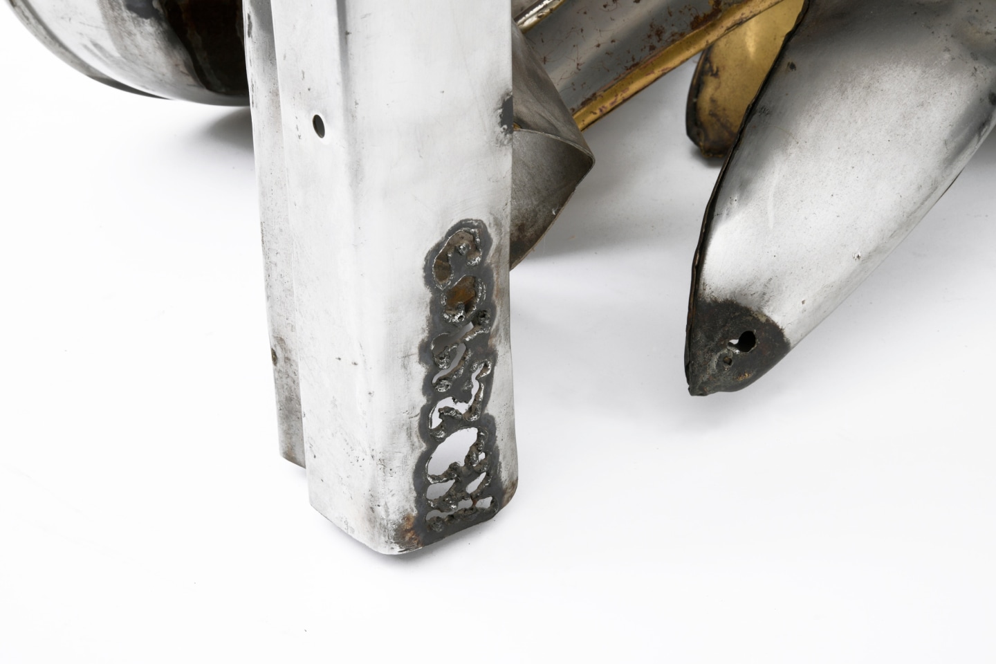 Brutalist cabinet detail of signature on base