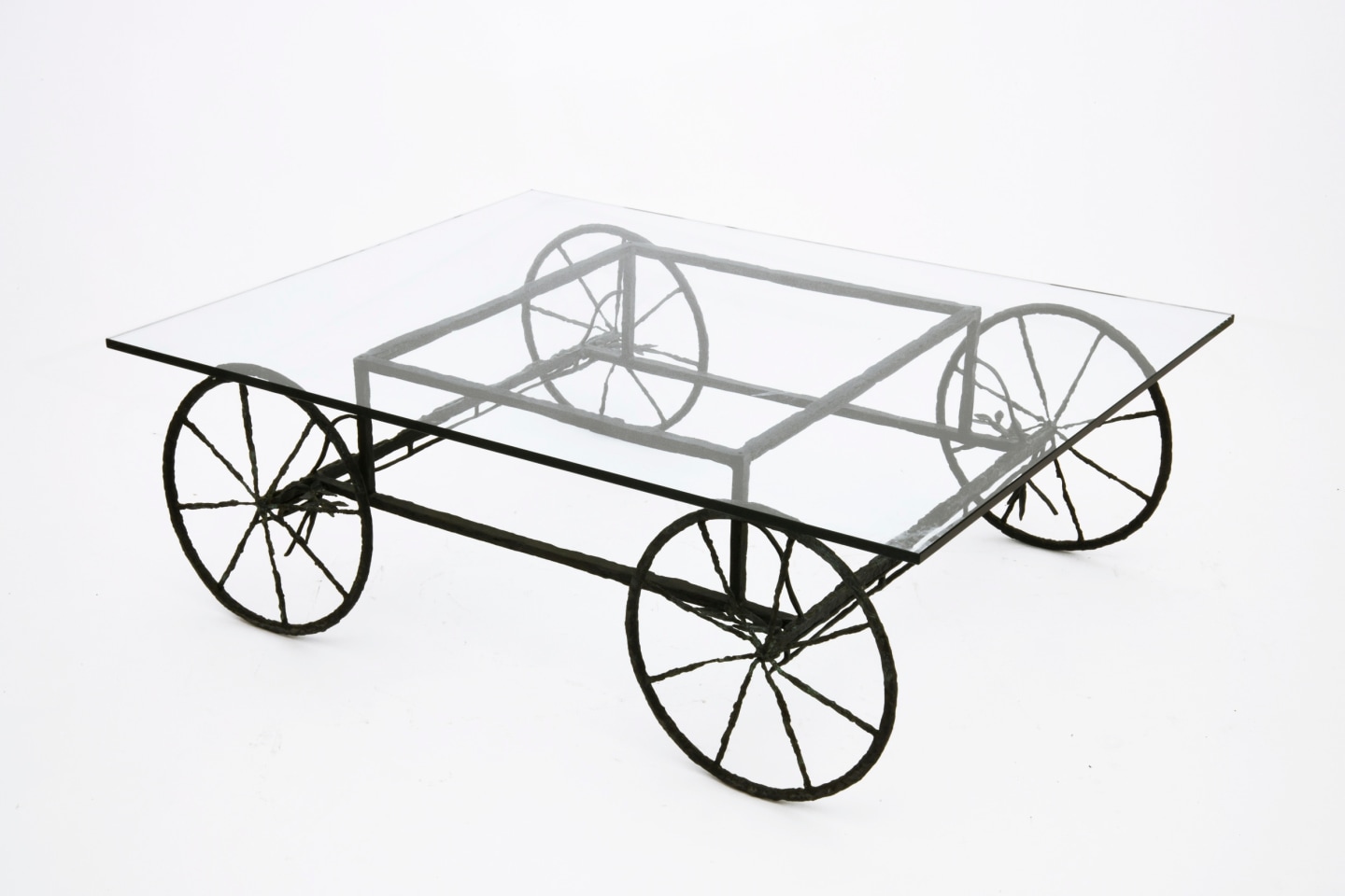 Louis Cane coffee table, full diagonal view from above