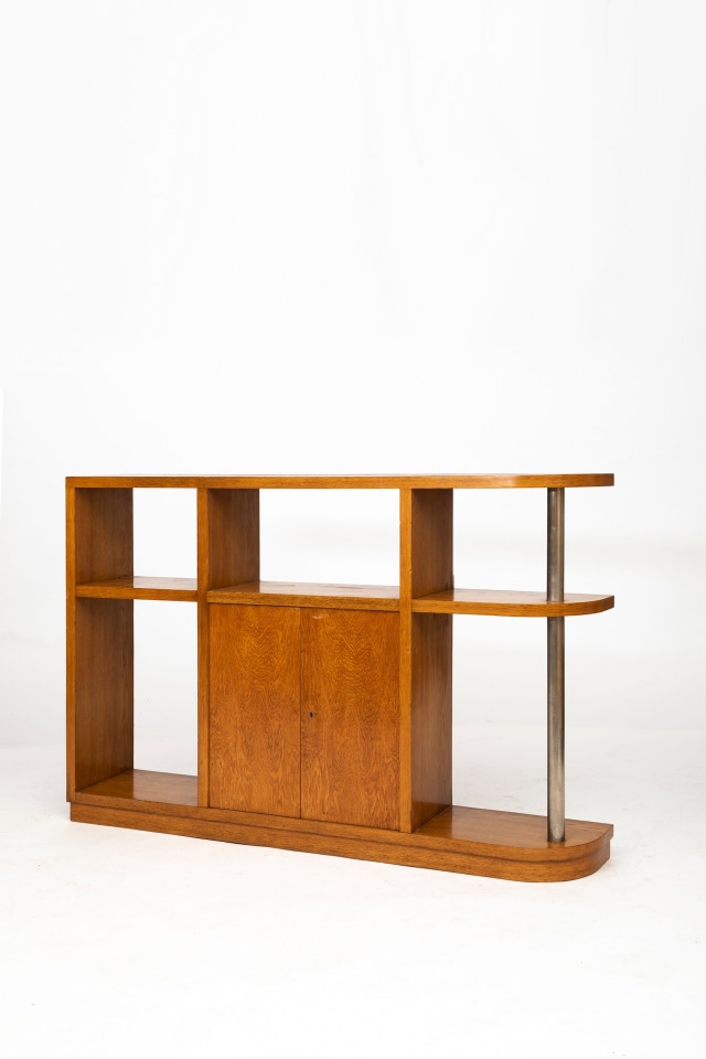 Jean Roy&egrave;re's bookshelf, full view from an angle