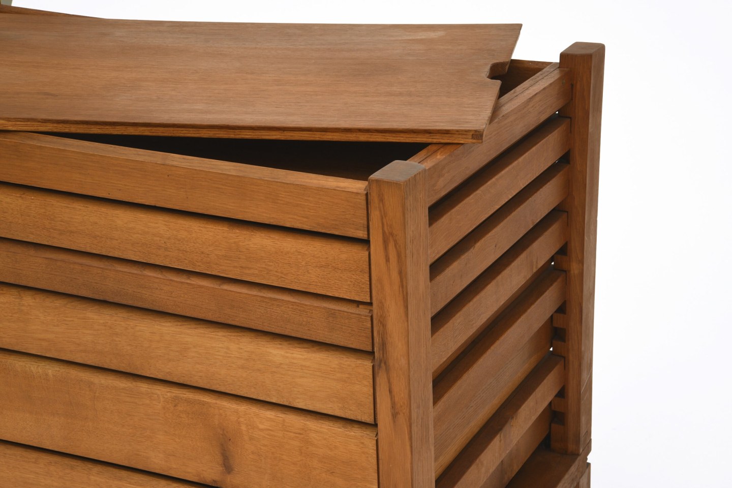 Pierre Chapo's Chest of drawers detail of drawers with top open