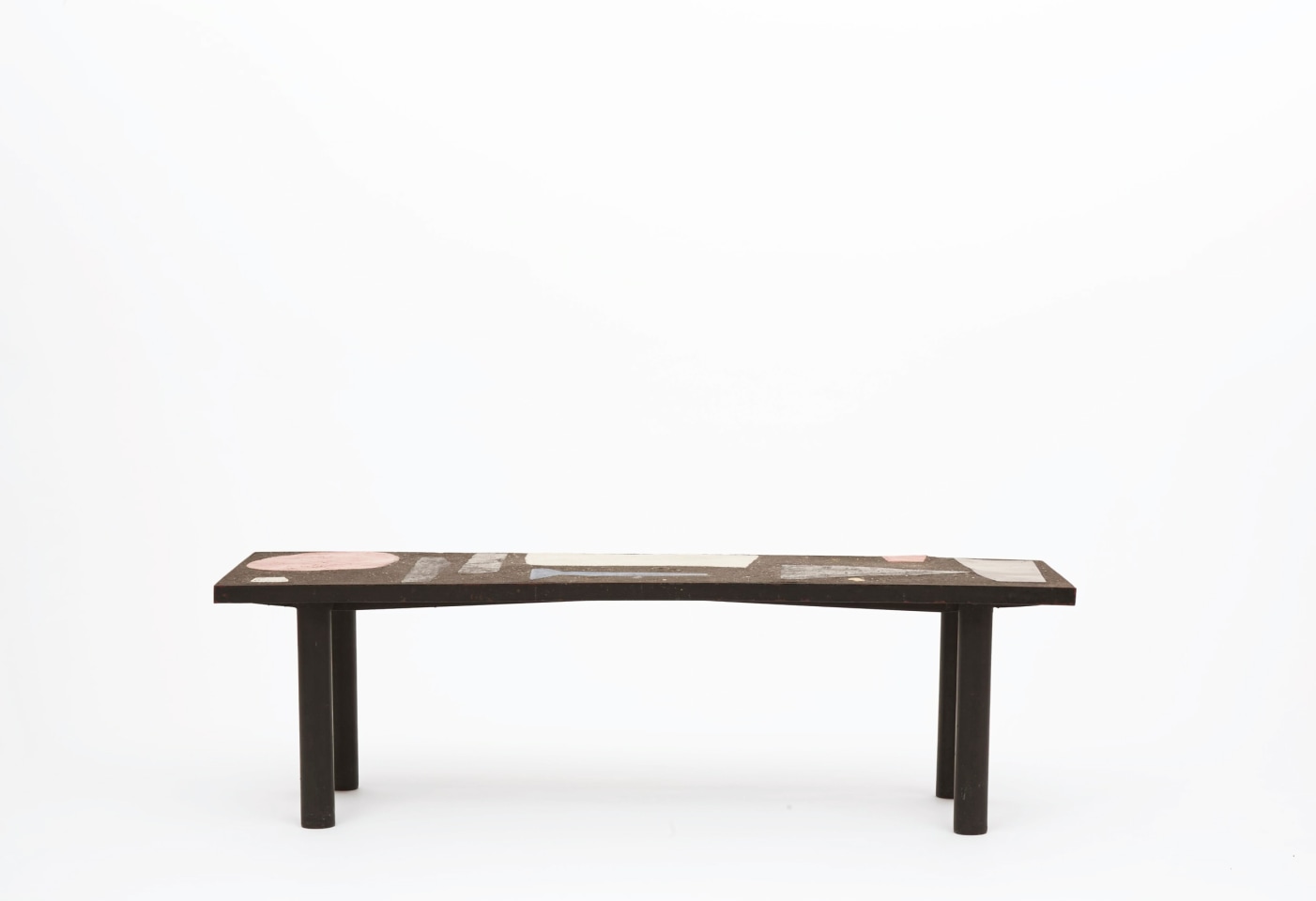 Pierre and Vera Székely's ceramic coffee table, full straight view from eye-level