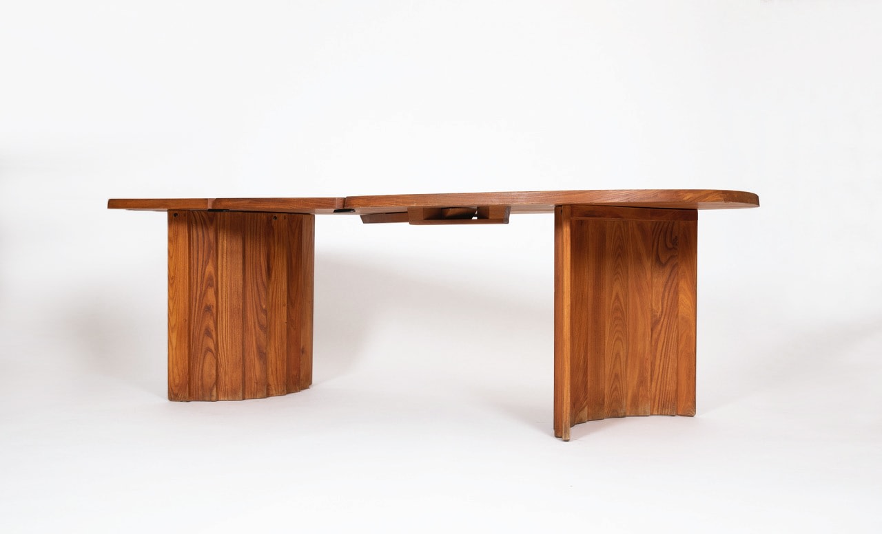 Pierre Chapo's &quot;TGV&quot; dining table, full view from eye-level