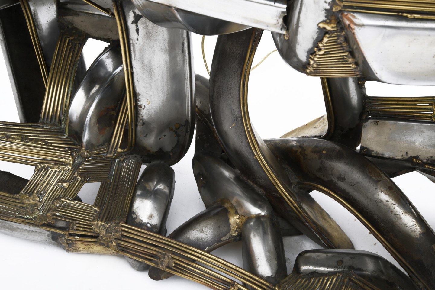 Brutalist cabinet detail of metal base