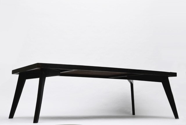 Pierre Jeanneret's dining table, full diagonal view from under