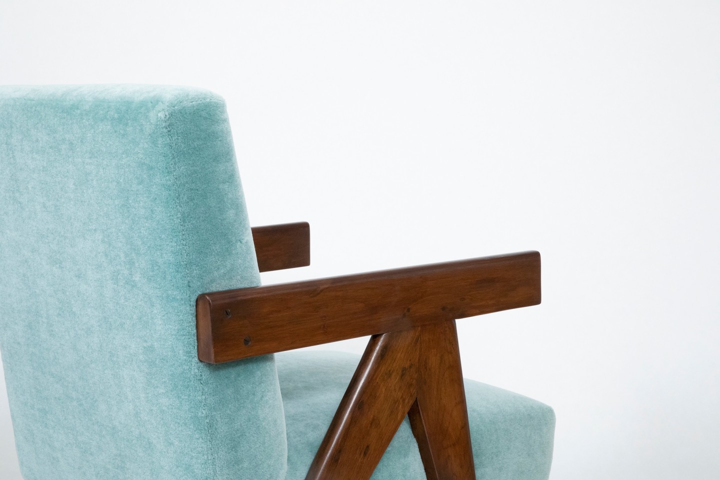Pierre Jeanneret's Pair of &quot;Upholstered Easy&quot; lounge chairs, details views